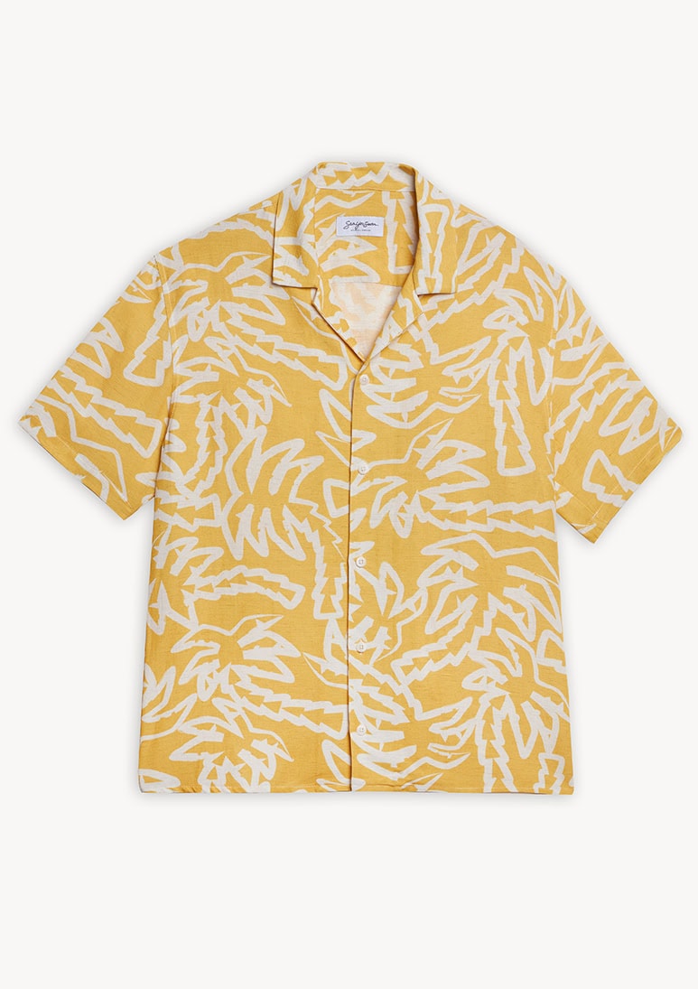 Mallorca Mustard Printed Short Sleeve Shirt - Sea You Soon