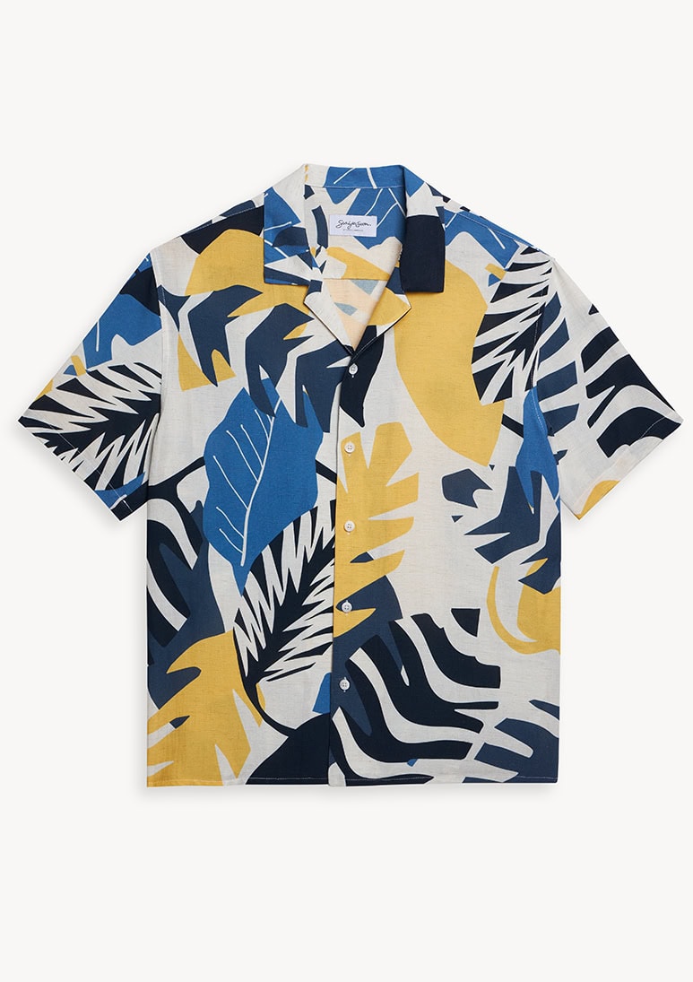 Tarragona Mustard Printed Short Sleeve Shirt - Sea You Soon